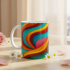 Retro Swirl Mug | Colorful Ceramic Coffee Cup | Modern Art Gift