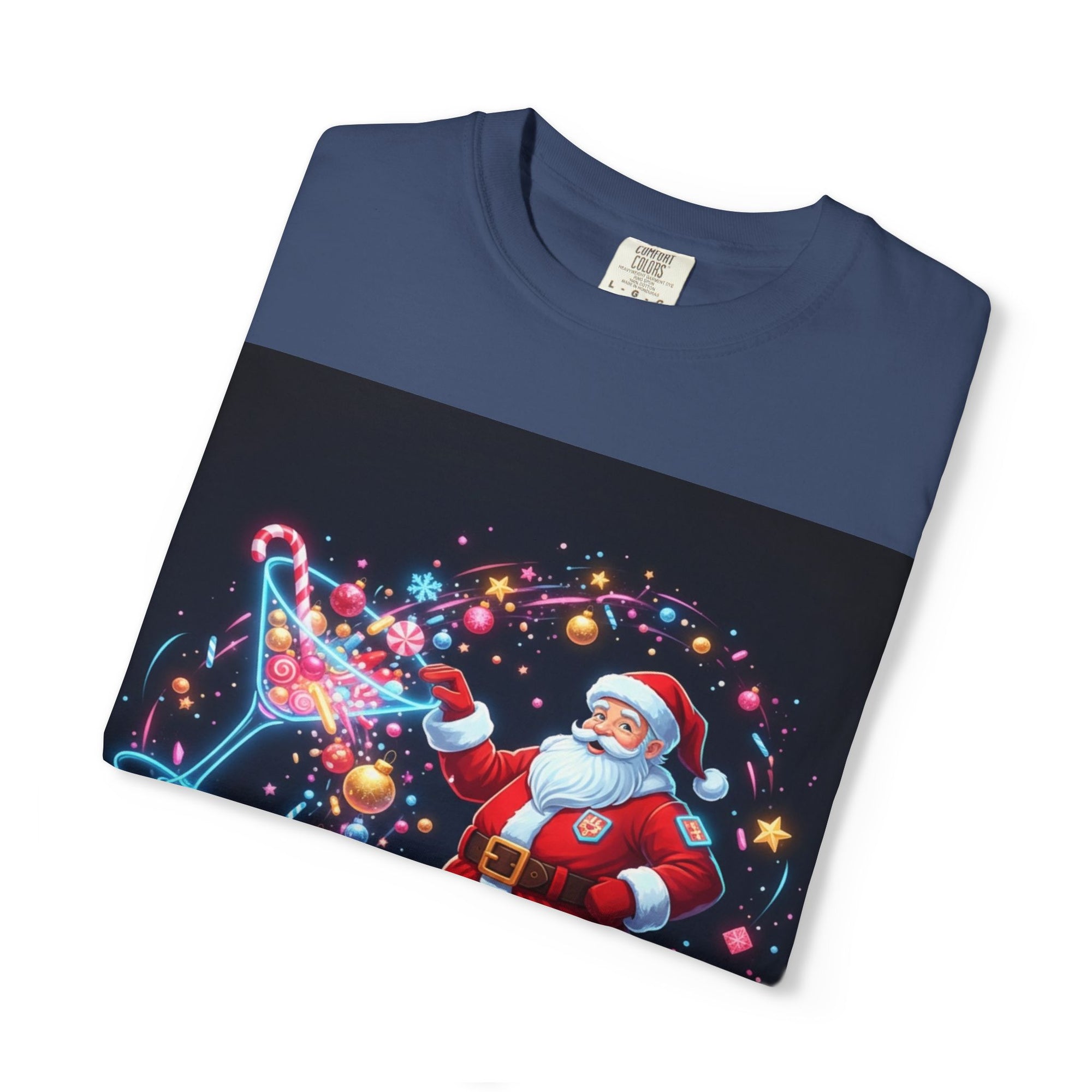 Santa Wizard Illustration T-Shirt | Neon Magical Christmas Tee