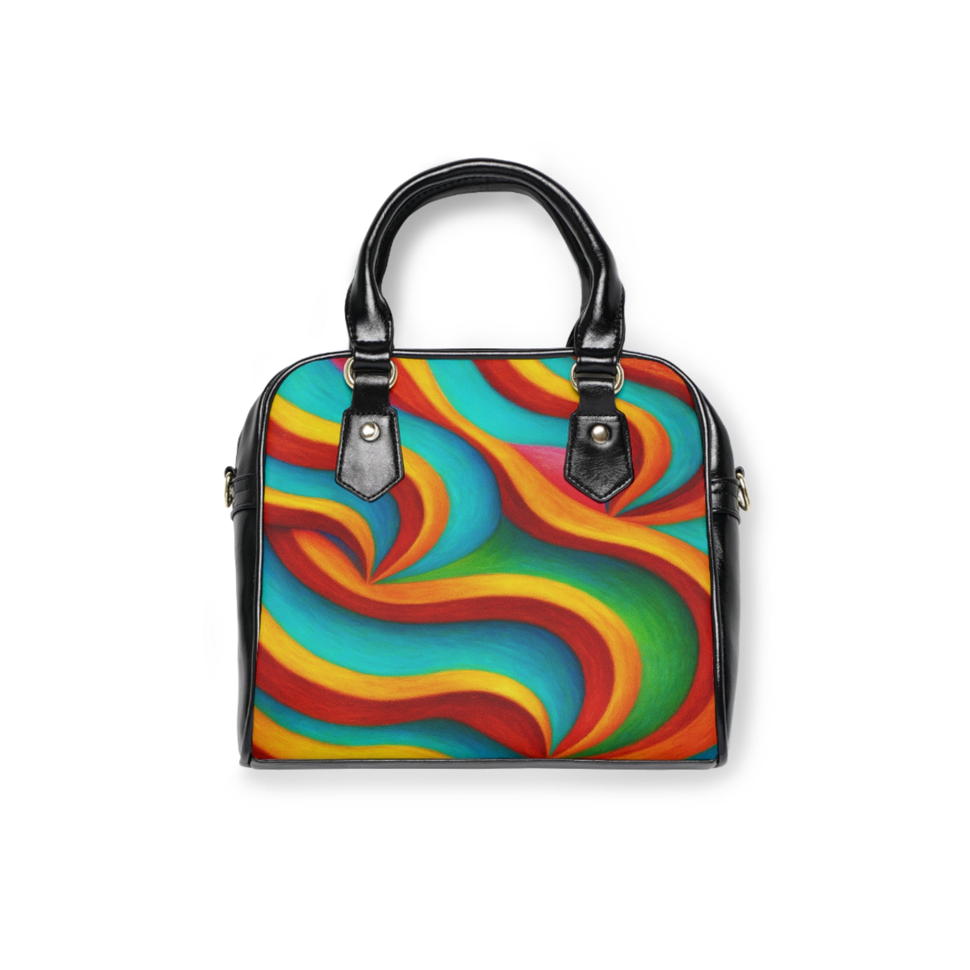 Retro Rainbow Swirl Handbag | Colorful Vintage Style Shoulder Bag