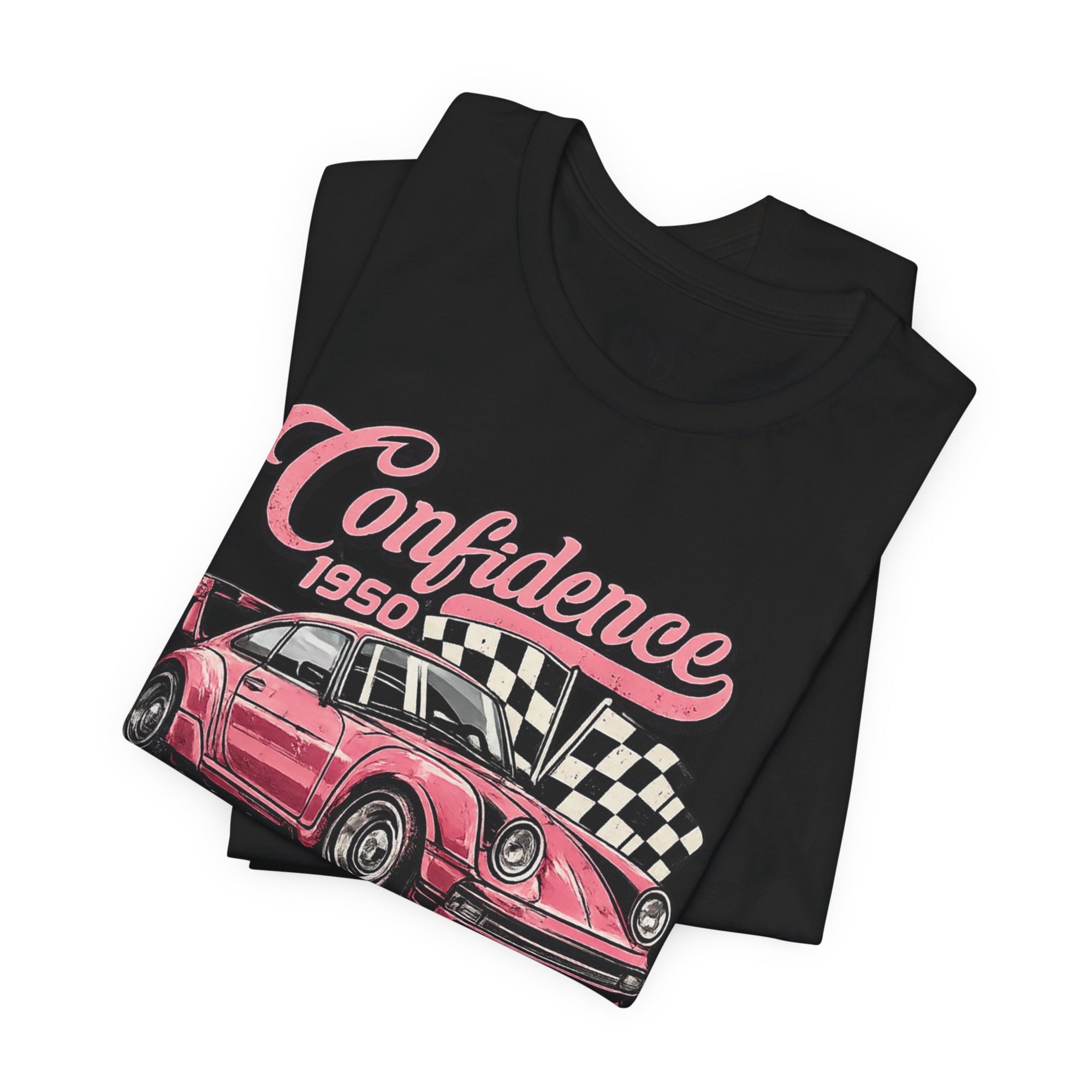 Vintage Pink Porsche 1950 Racing Tee | Confidence No Fear At All