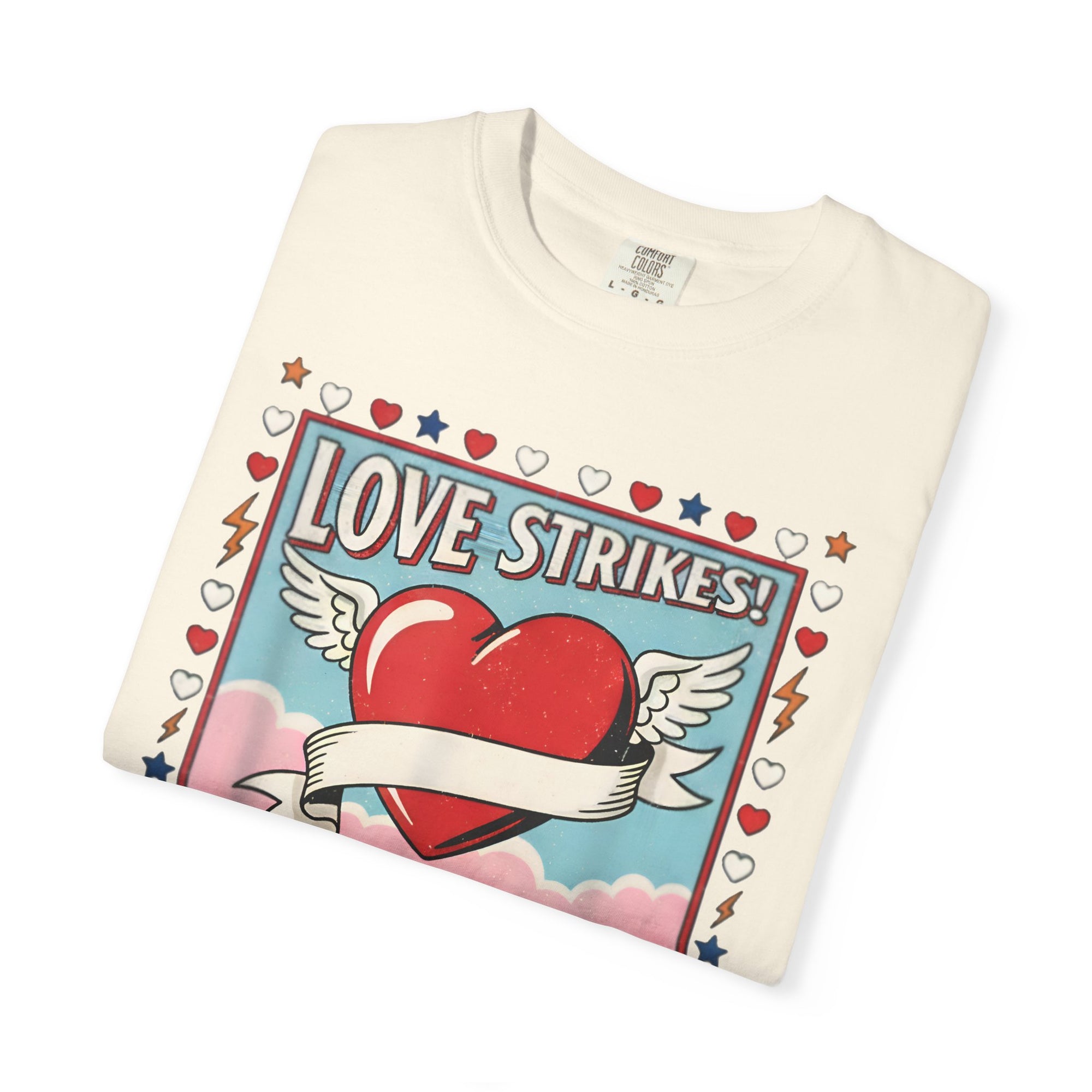 Love Strikes Cupid Heart T-Shirt | Valentine's Day Retro Graphic