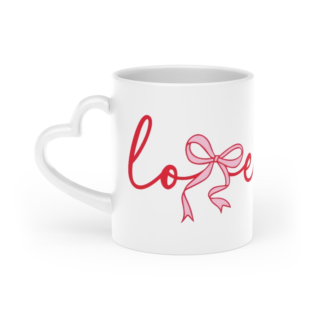 Heart Handle Mug | White Ceramic Coffee Cup, Valentine's Day Gift