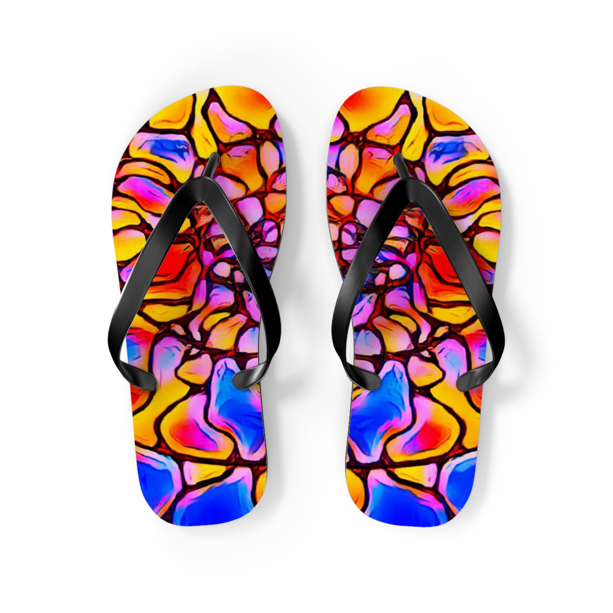 Vibrant Artistic Flip Flops | Colorful Summer Beach Sandals
