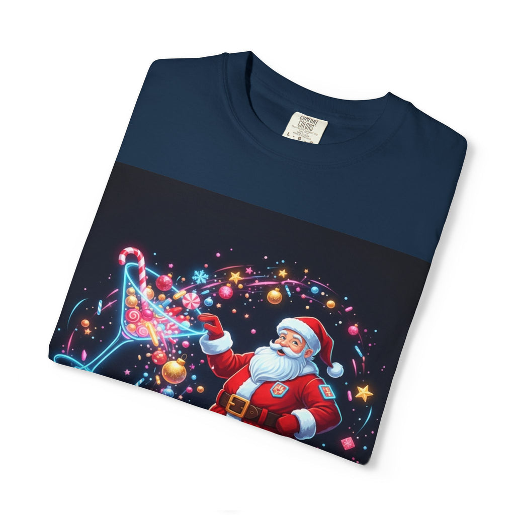Santa Wizard Illustration T-Shirt | Neon Magical Christmas Tee
