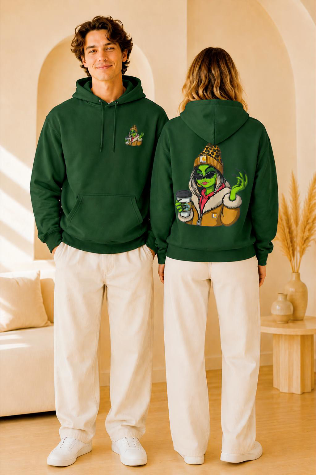 Grinch Girl Coffee Hoodie | Funny Christmas Sweatshirt