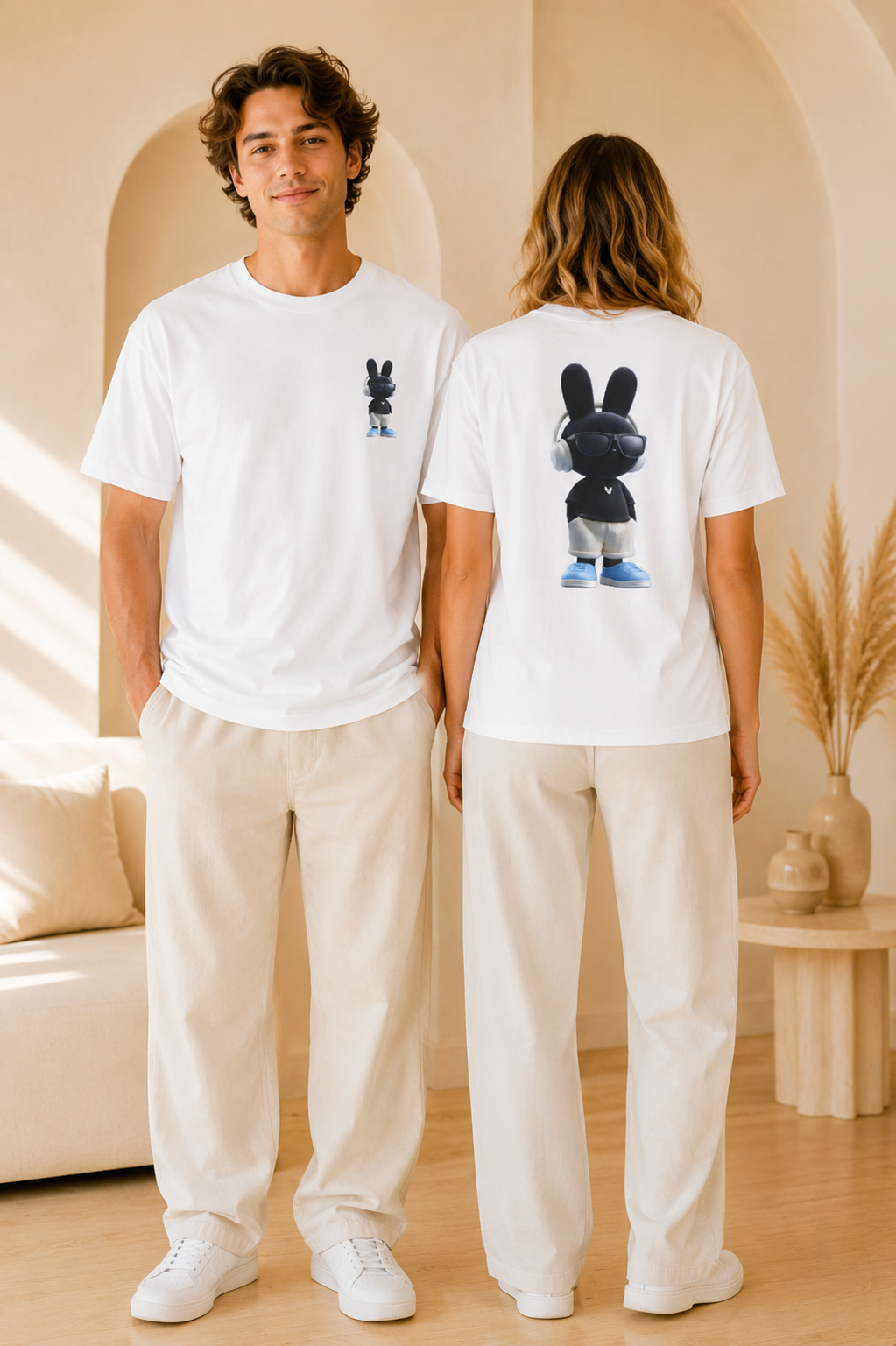 Oversized | Black Bunny Character Tee | Bunny Graphic T-Shirt