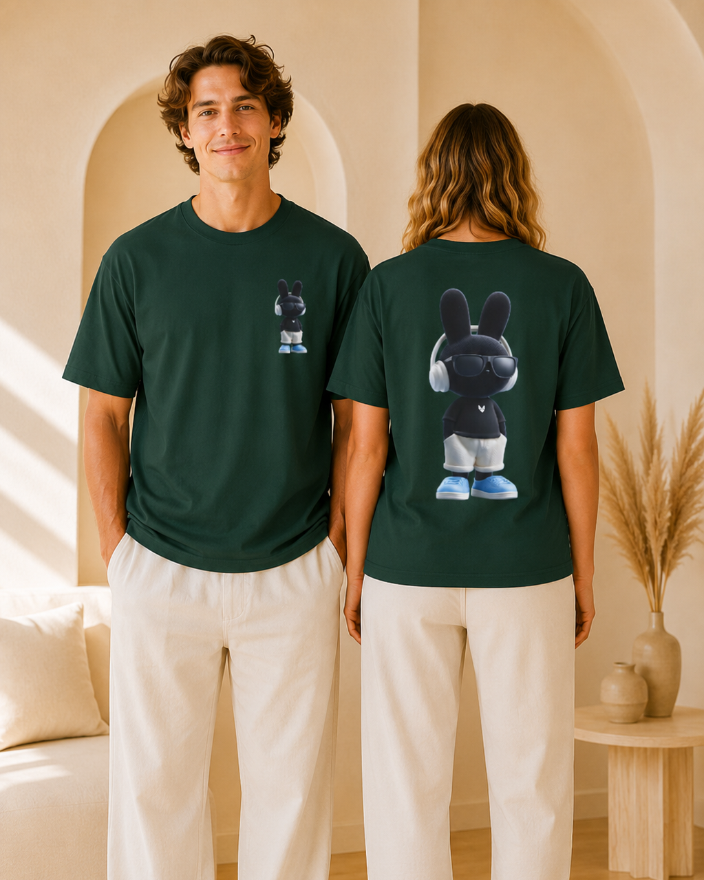 Oversized | Black Bunny Character Tee | Bunny Graphic T-Shirt
