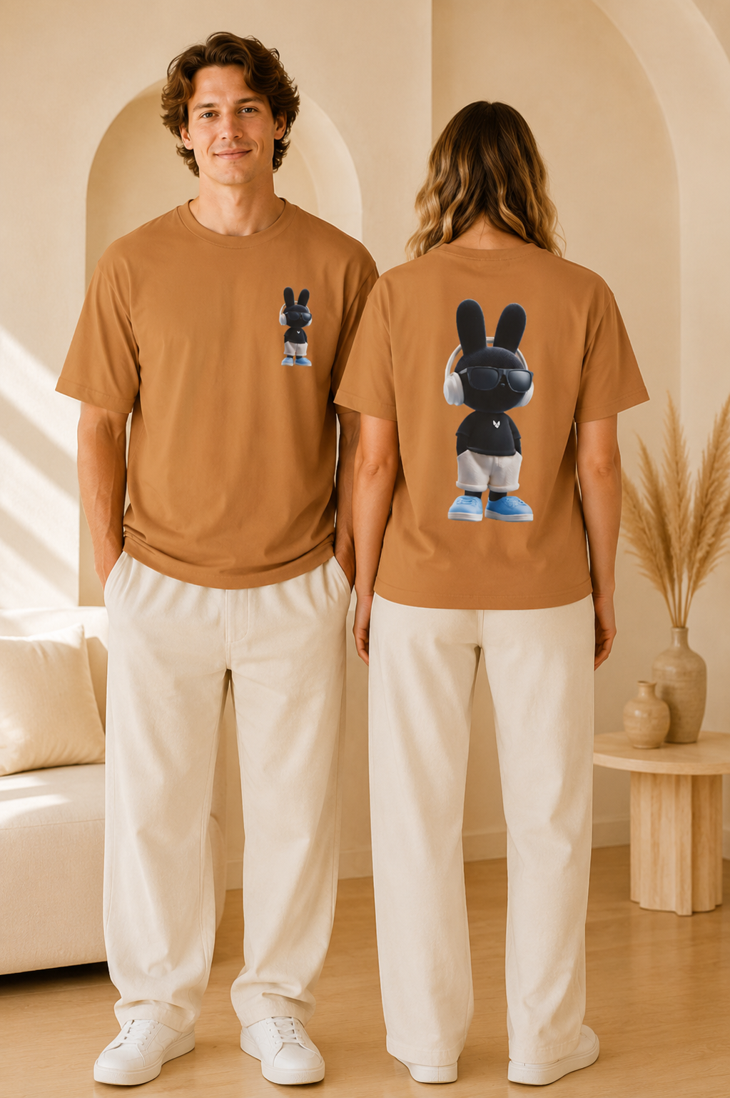 Oversized | Black Bunny Character Tee | Bunny Graphic T-Shirt