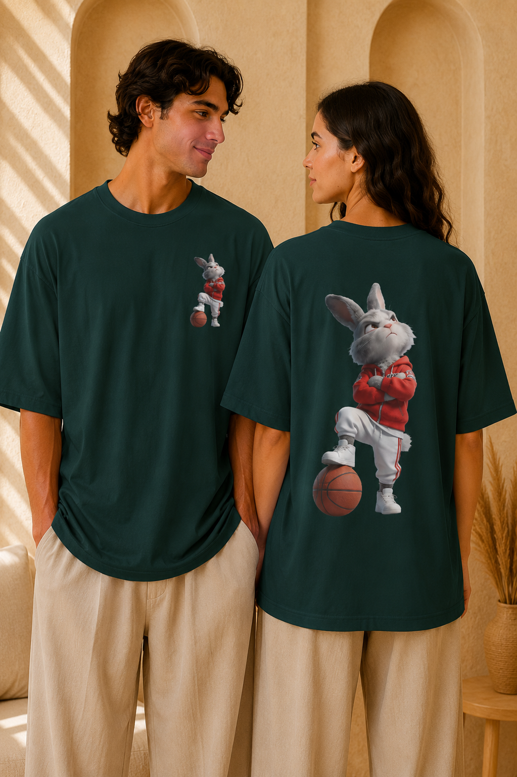 Bunny Basketball Tee | Rabbit Hoop Graphic T-Shirt