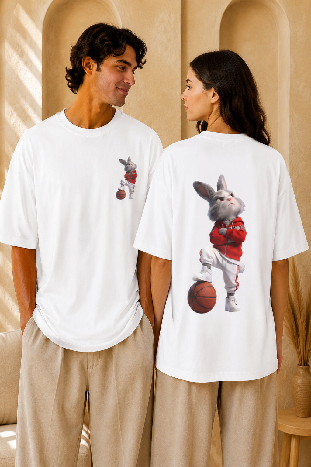 Bunny Basketball Tee | Rabbit Hoop Graphic T-Shirt