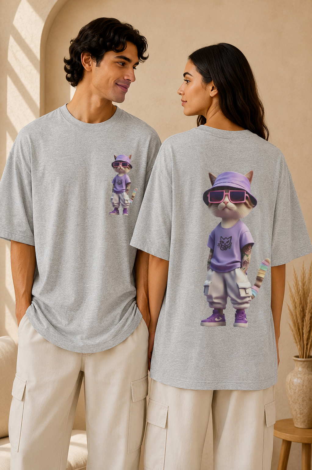 Cat Streetwear Tee | Cool Cat Graphic Oversized Boxy T‑Shirt