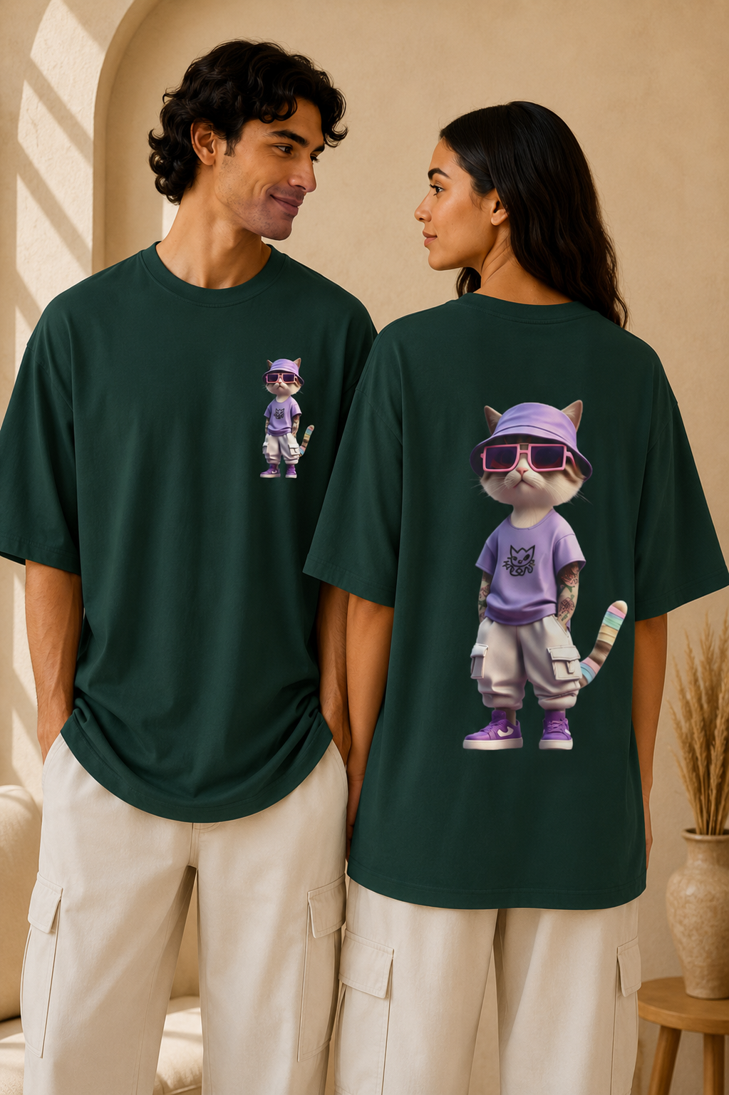 Cat Streetwear Tee | Cool Cat Graphic Oversized Boxy T‑Shirt