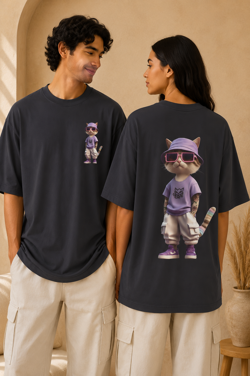 Cat Streetwear Tee | Cool Cat Graphic Oversized Boxy T‑Shirt