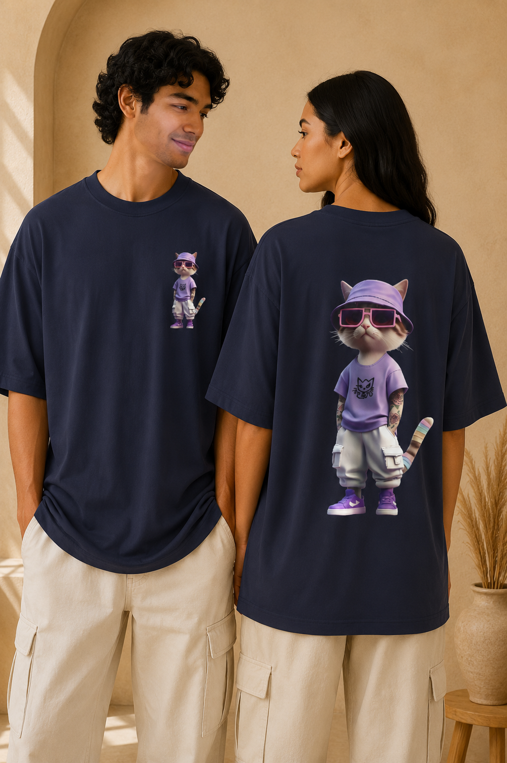 Cat Streetwear Tee | Cool Cat Graphic Oversized Boxy T‑Shirt