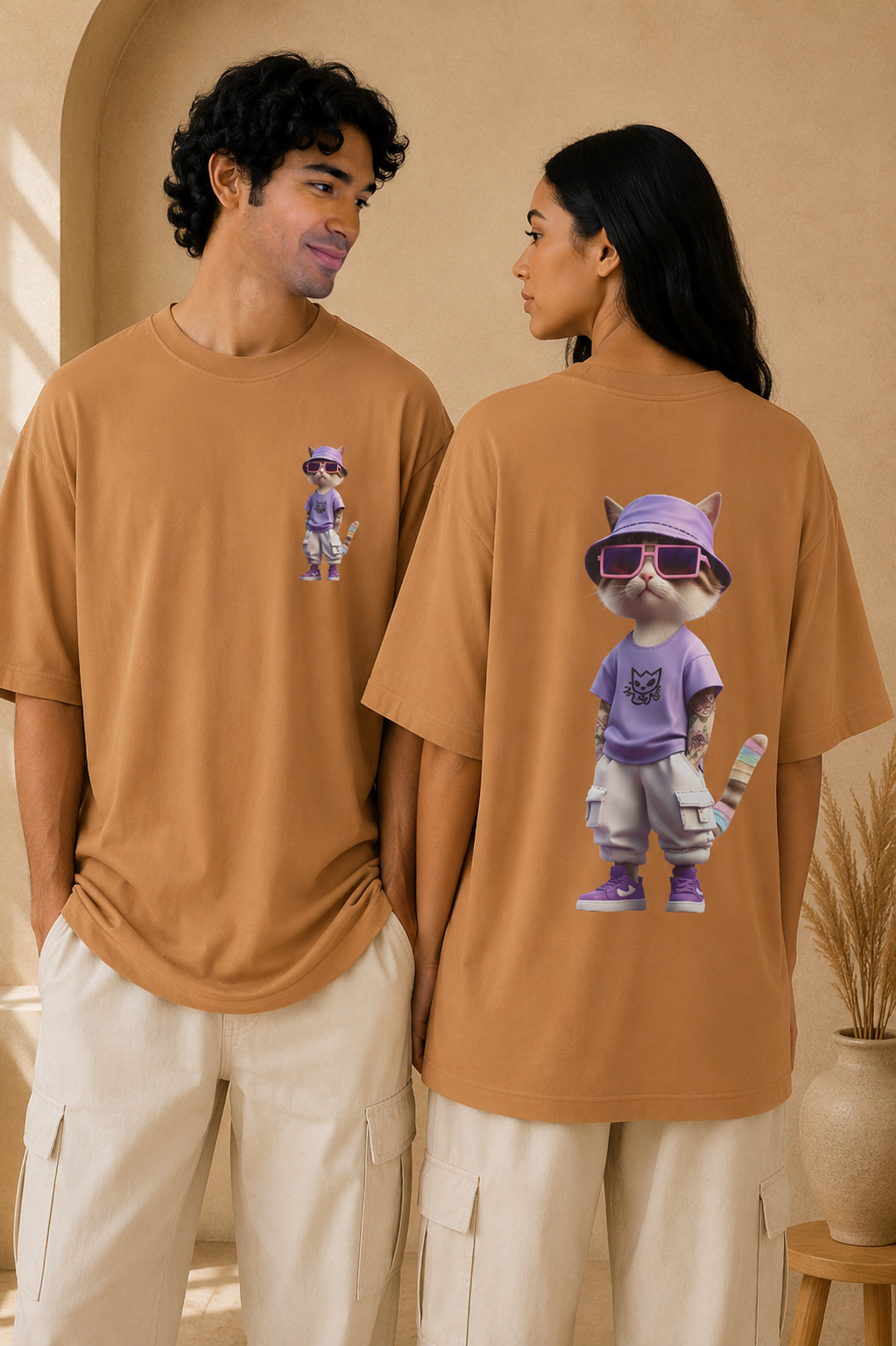 Cat Streetwear Tee | Cool Cat Graphic Oversized Boxy T‑Shirt