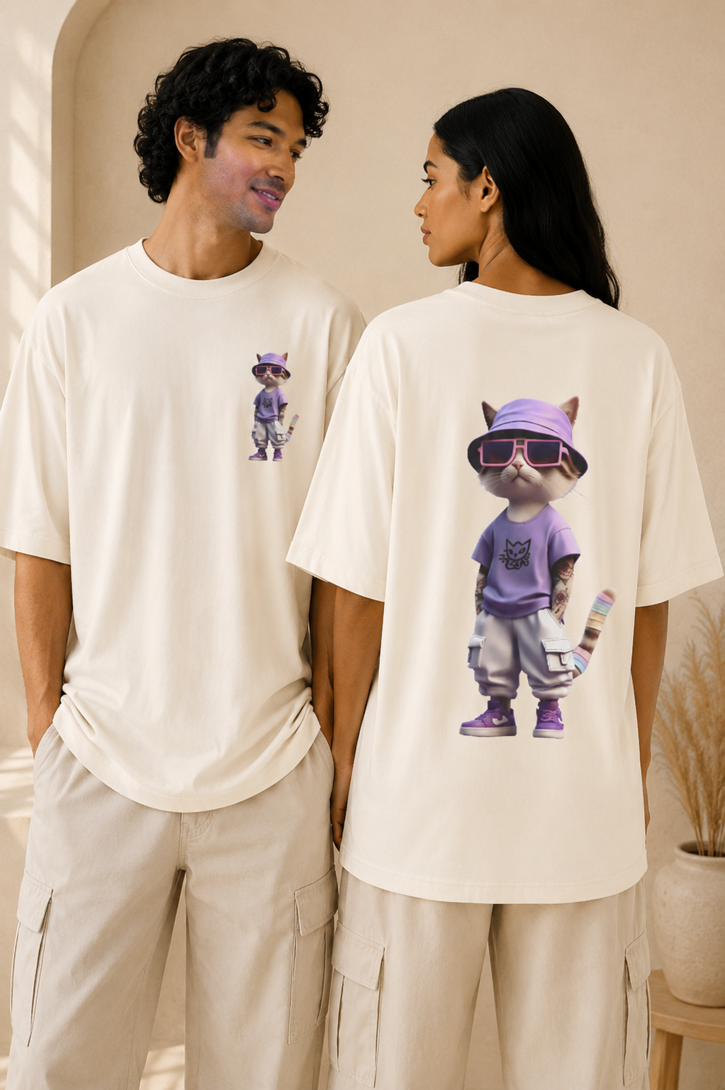 Cat Streetwear Tee | Cool Cat Graphic Oversized Boxy T‑Shirt