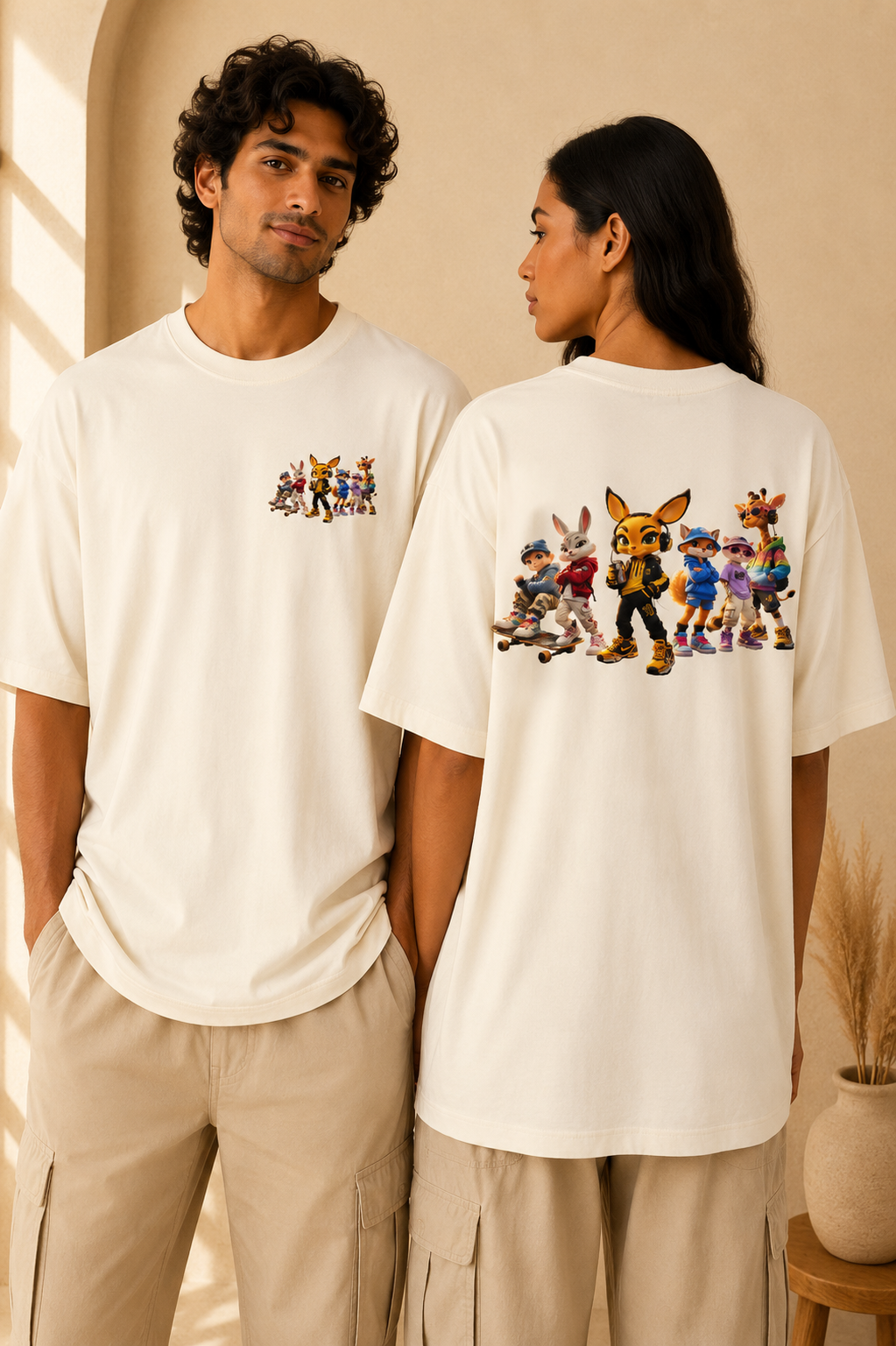 Anthropomorphic Street Crew Tee | Cartoon Fox & Friends Graphic T‑Shirt