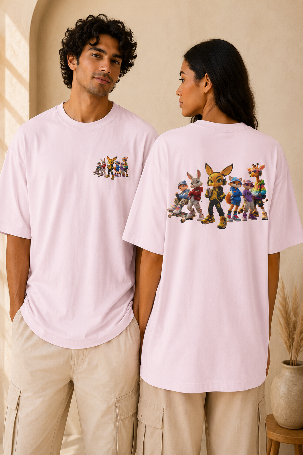 Anthropomorphic Street Crew Tee | Cartoon Fox & Friends Graphic T‑Shirt