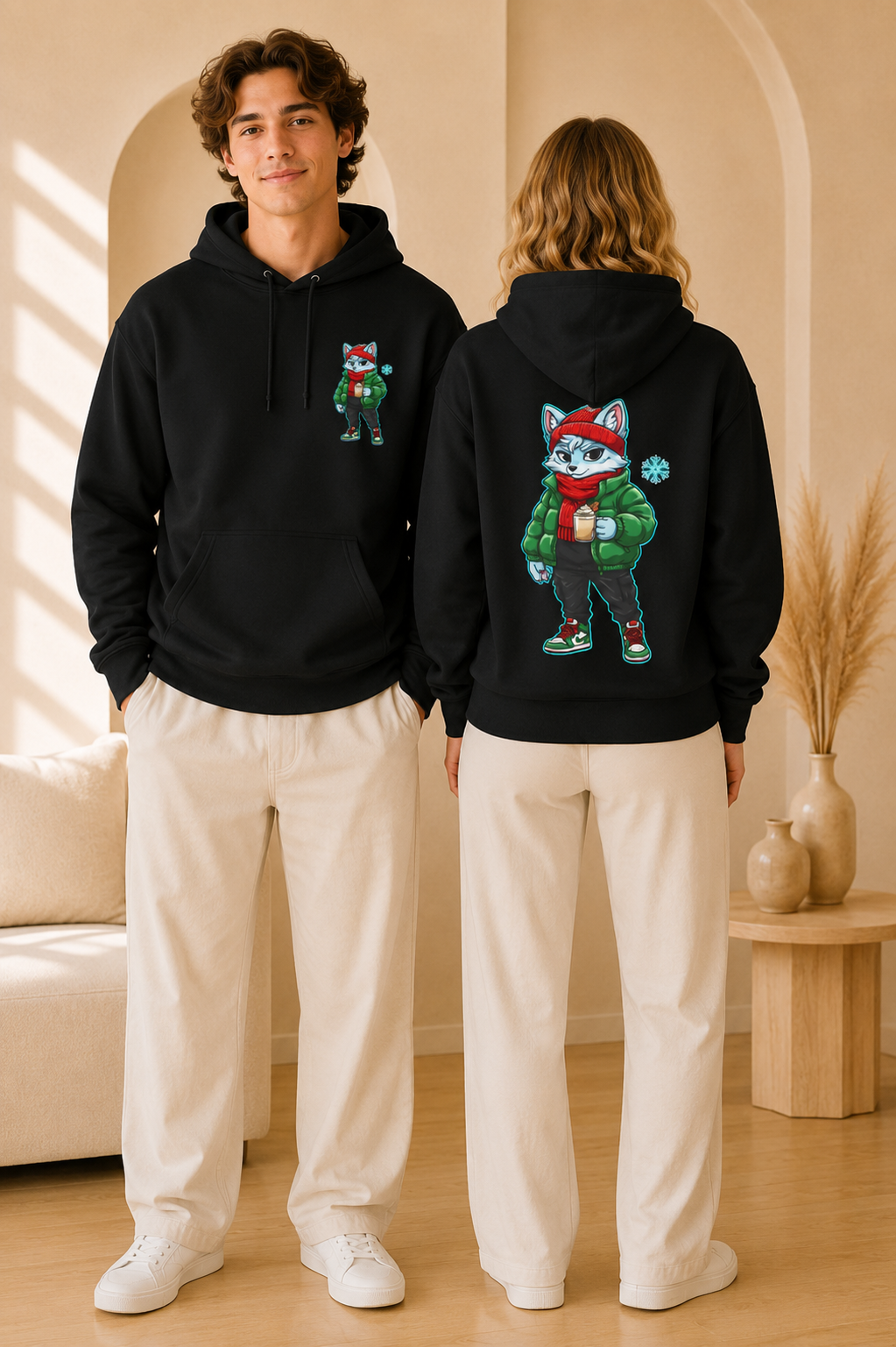 Cyber Wolf Gamer Hoodie | Cozy Christmas Sweatshirt