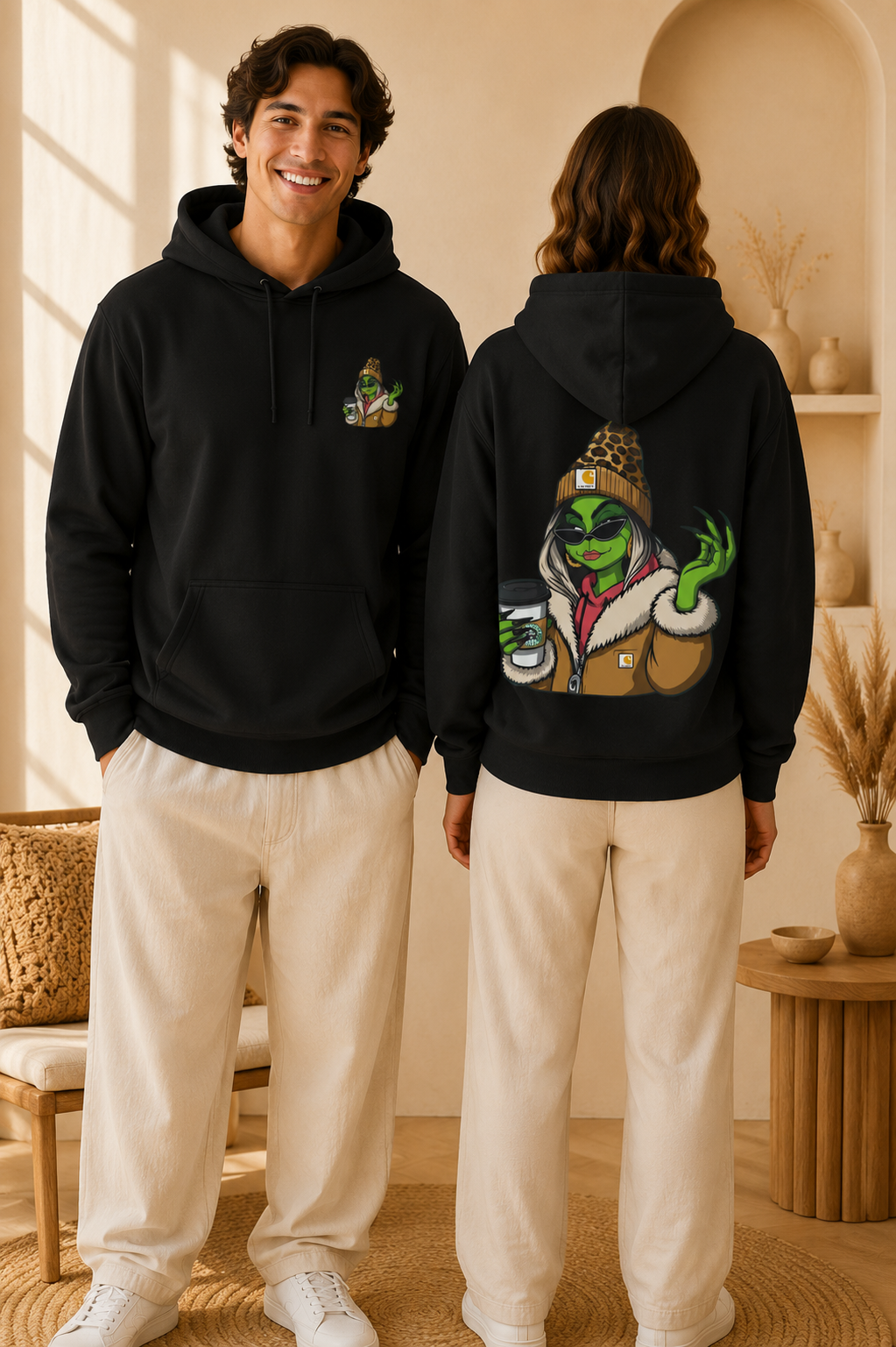 Grinch Girl Coffee Hoodie | Funny Christmas Sweatshirt