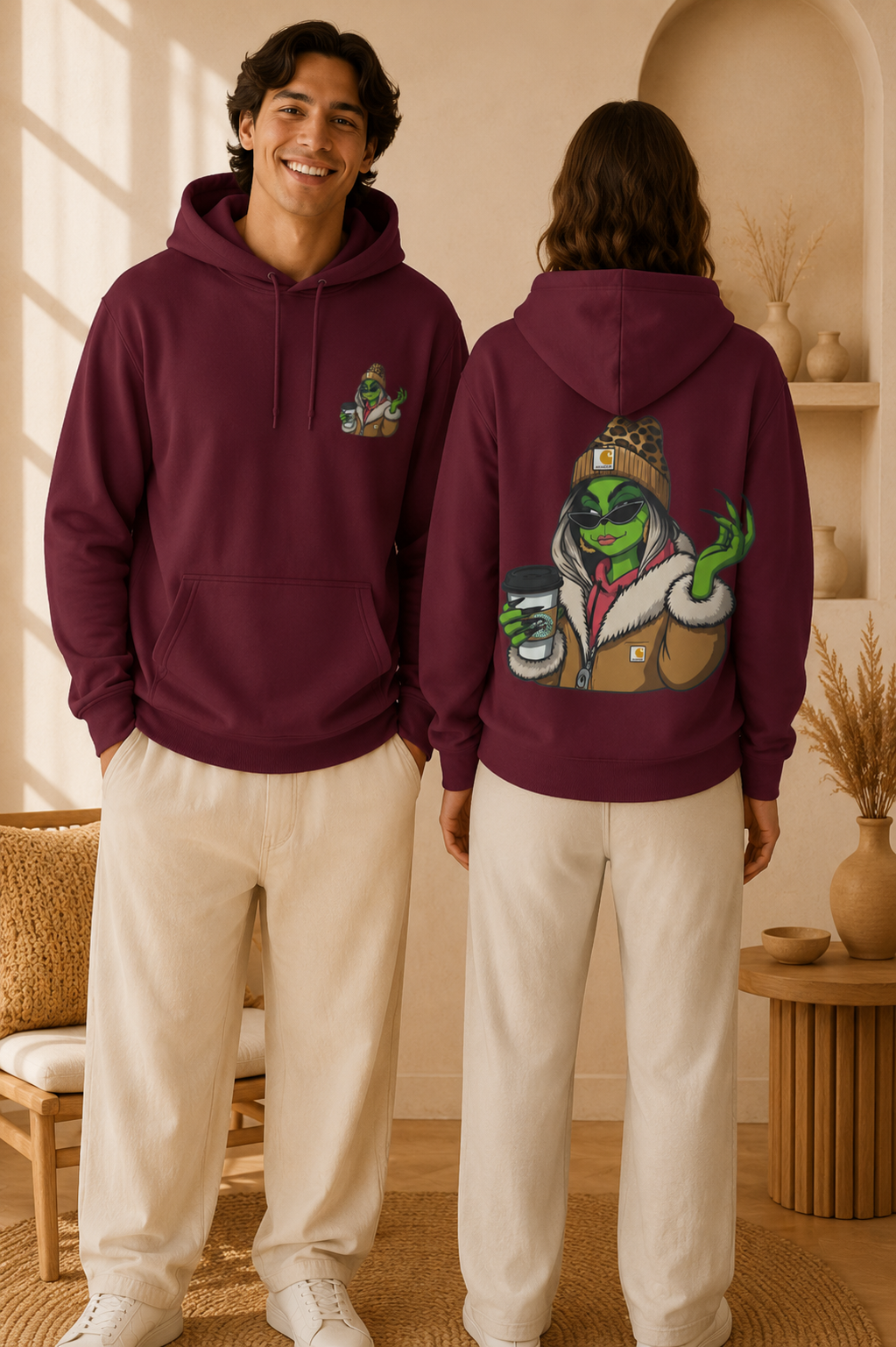 Grinch Girl Coffee Hoodie | Funny Christmas Sweatshirt