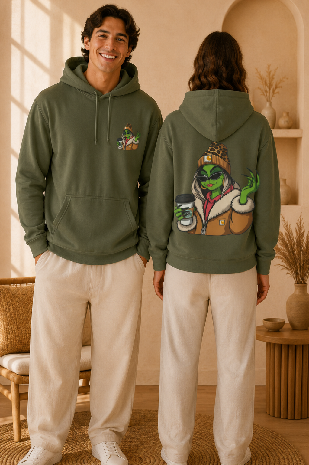 Grinch Girl Coffee Hoodie | Funny Christmas Sweatshirt
