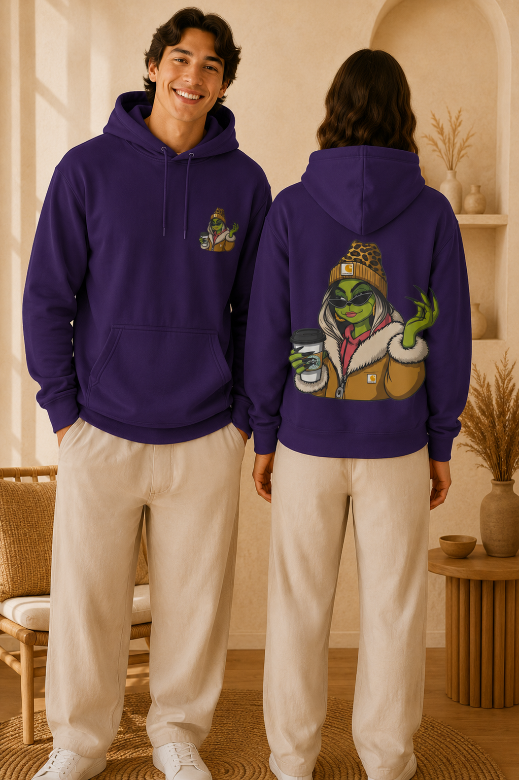 Grinch Girl Coffee Hoodie | Funny Christmas Sweatshirt