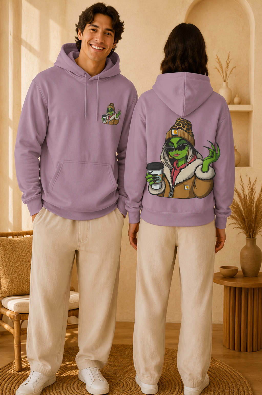 Grinch Girl Coffee Hoodie | Funny Christmas Sweatshirt
