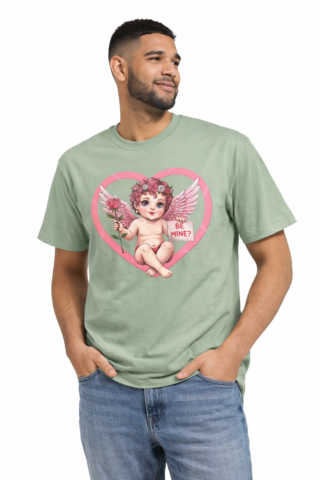 Cherub Graphic T-Shirt | Pink Cupid Heart Art Unisex Cotton Tee